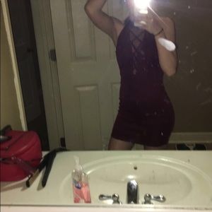 burgundy special event bodycon dress